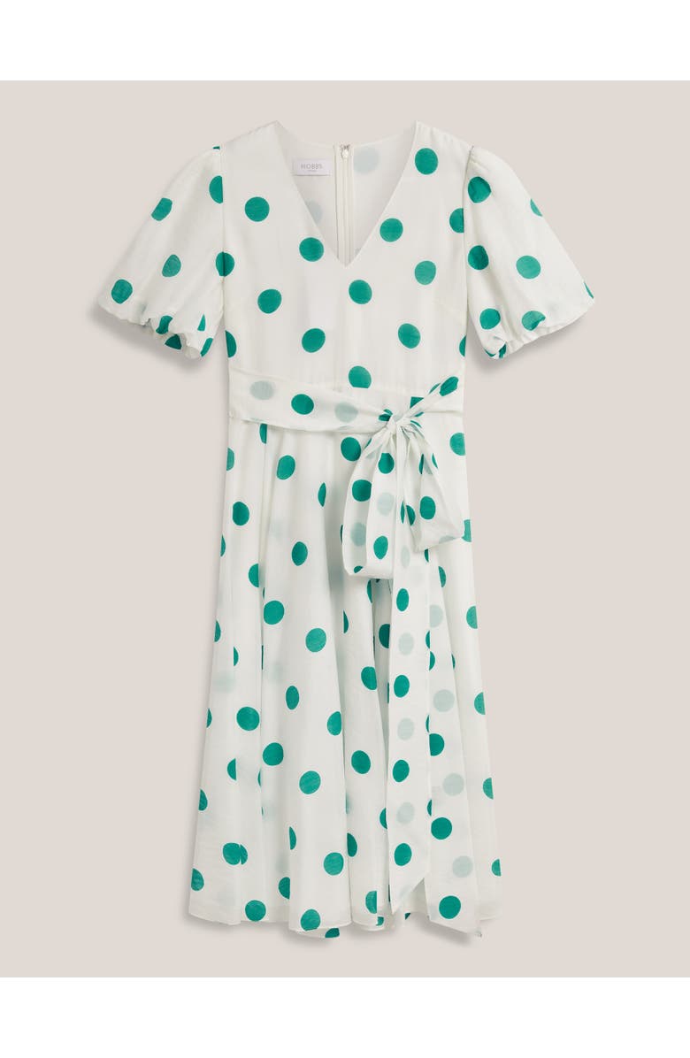 HOBBS LONDON Barrington Polka Dot Midi Dress, Alternate, color, Ivory/Green