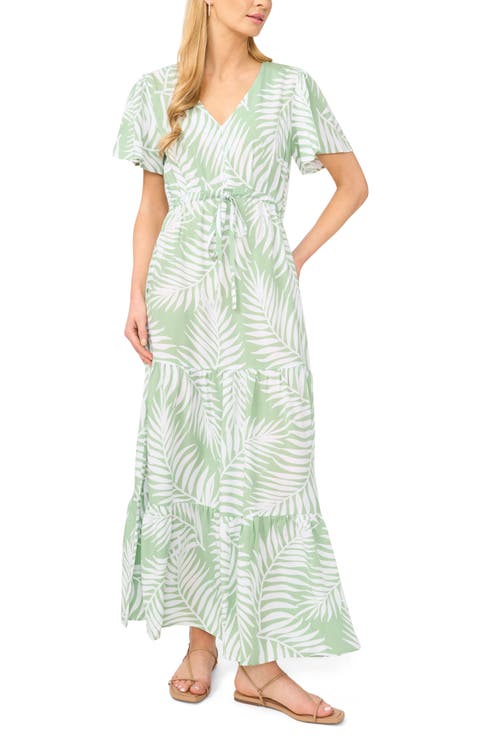Palm Print Maxi Dress