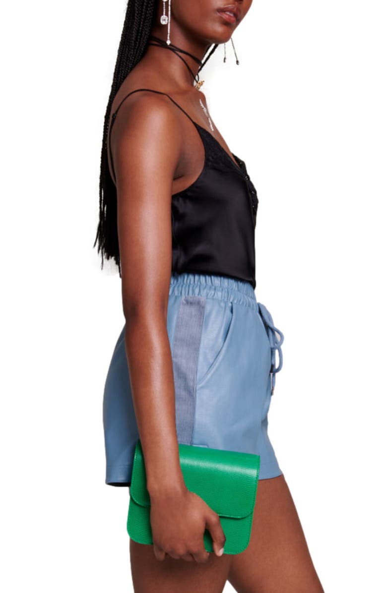 maje Leana Lace Edge Silk Camisole, Alternate, color, 