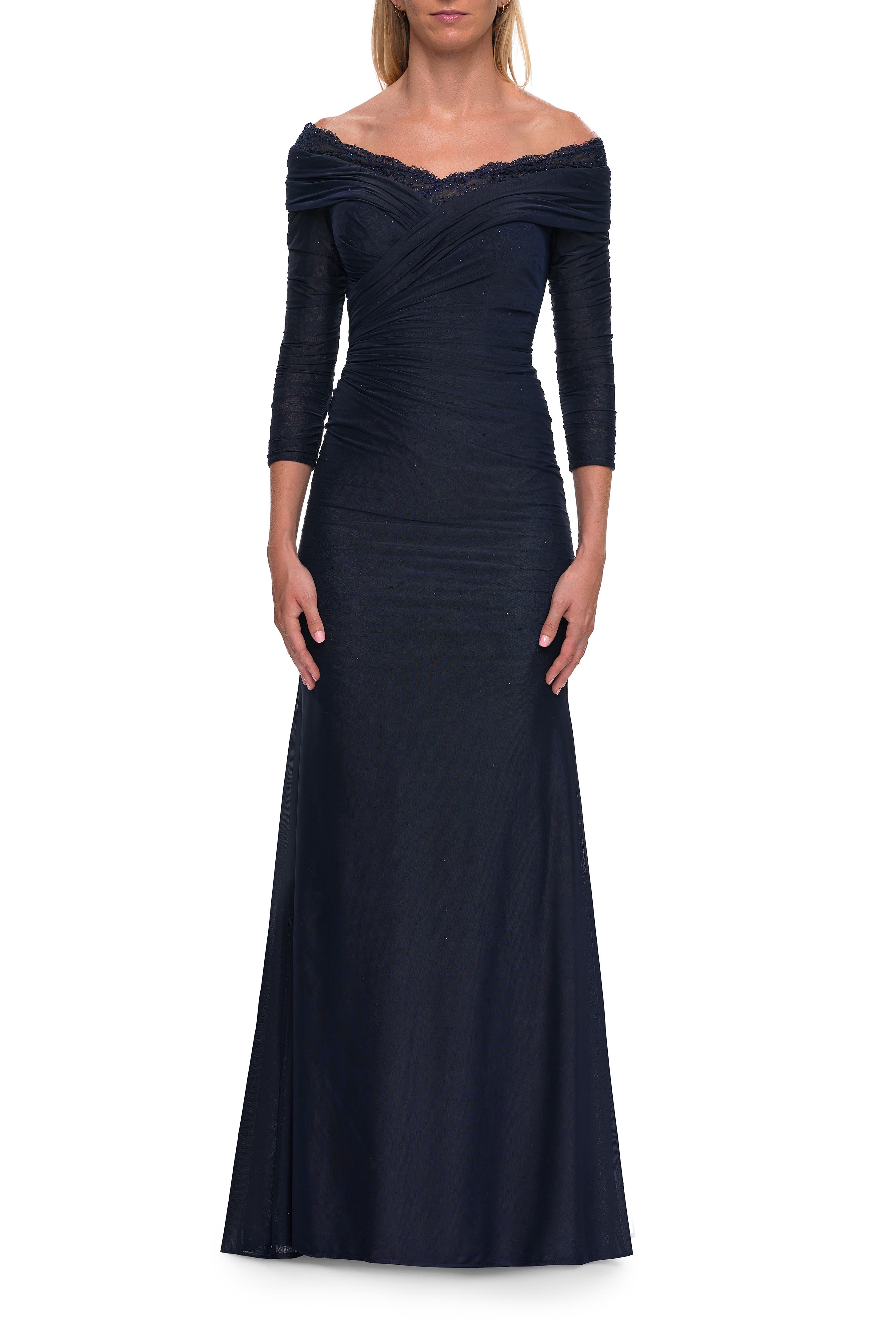 off the shoulder three quarter sleeve dress Off Shoulder 3/4 Sleeve Gown by Ladivine CDS549