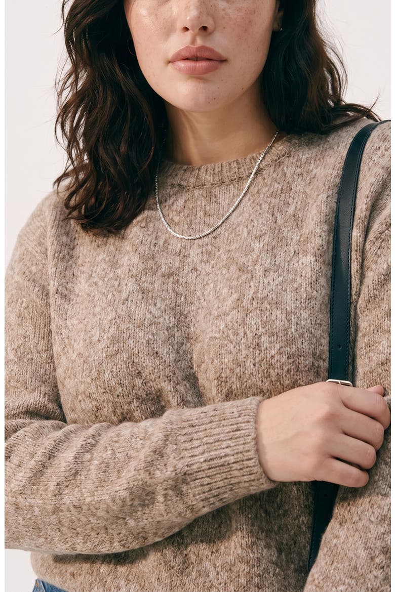 Marled Crewneck Sweater, Alternate, color, COCOA BROWN W/ BIRCH