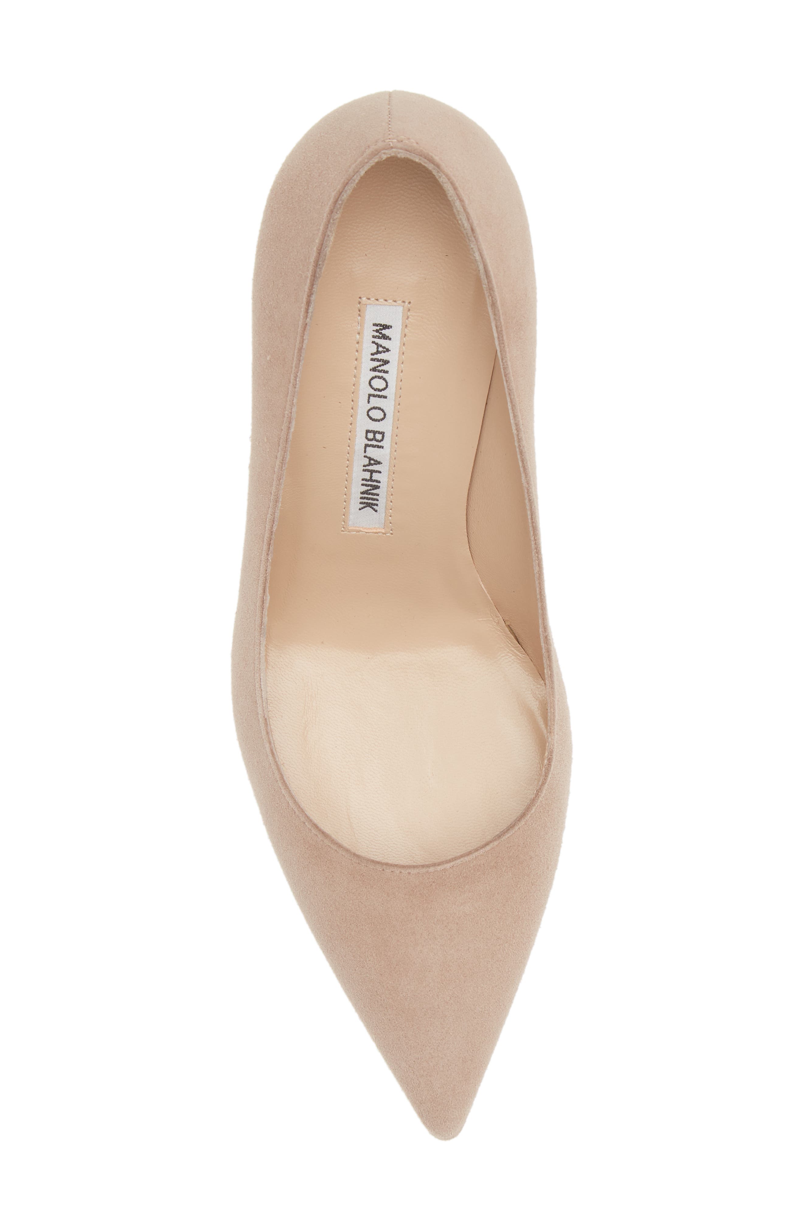 Manolo Blahnik BB Pointed Toe Pump, Alternate, color, Nude Suede