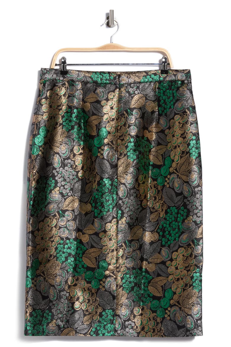 Charlotte Metallic Brocade Midi Skirt, Alternate, color, BLA-MULTI