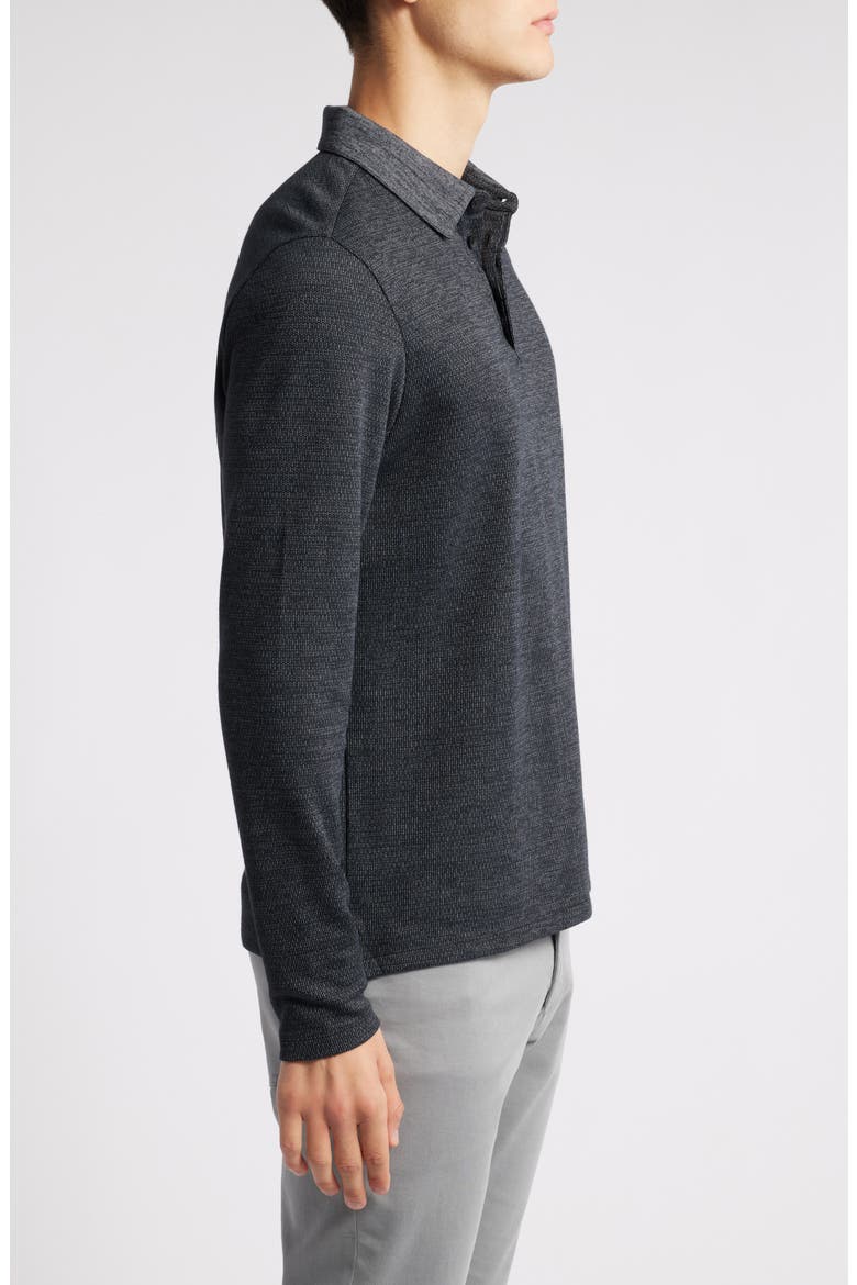 Gosford Long Sleeve Cotton Blend Polo, Alternate, color, BLACK