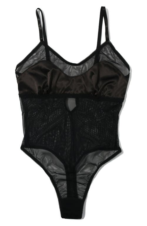 Shop Hanky Panky Sheer Mesh Thong Bodysuit In Black