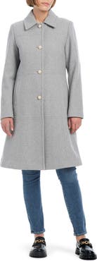Kate Spade New York imitation pearl button wool blend coat