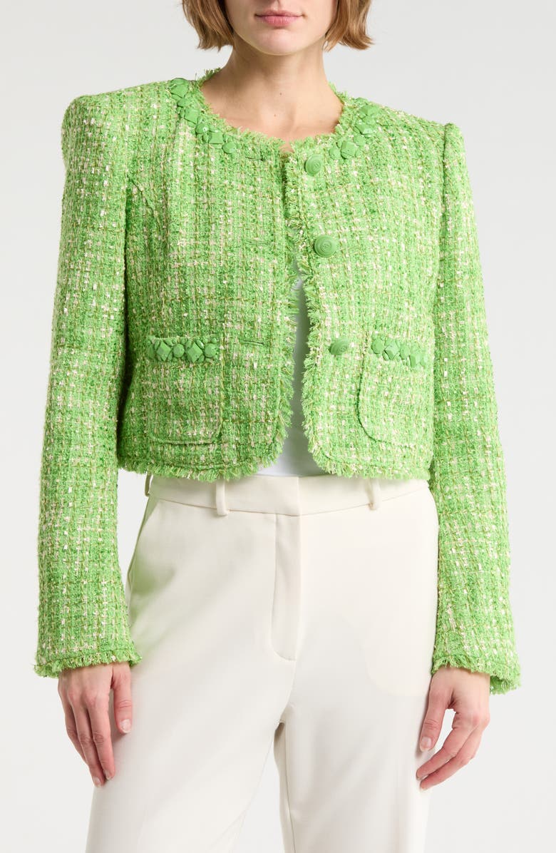 Cinq à Sept Lucie Bouclé Audette Jacket, Main, color, Thistle Green Multi