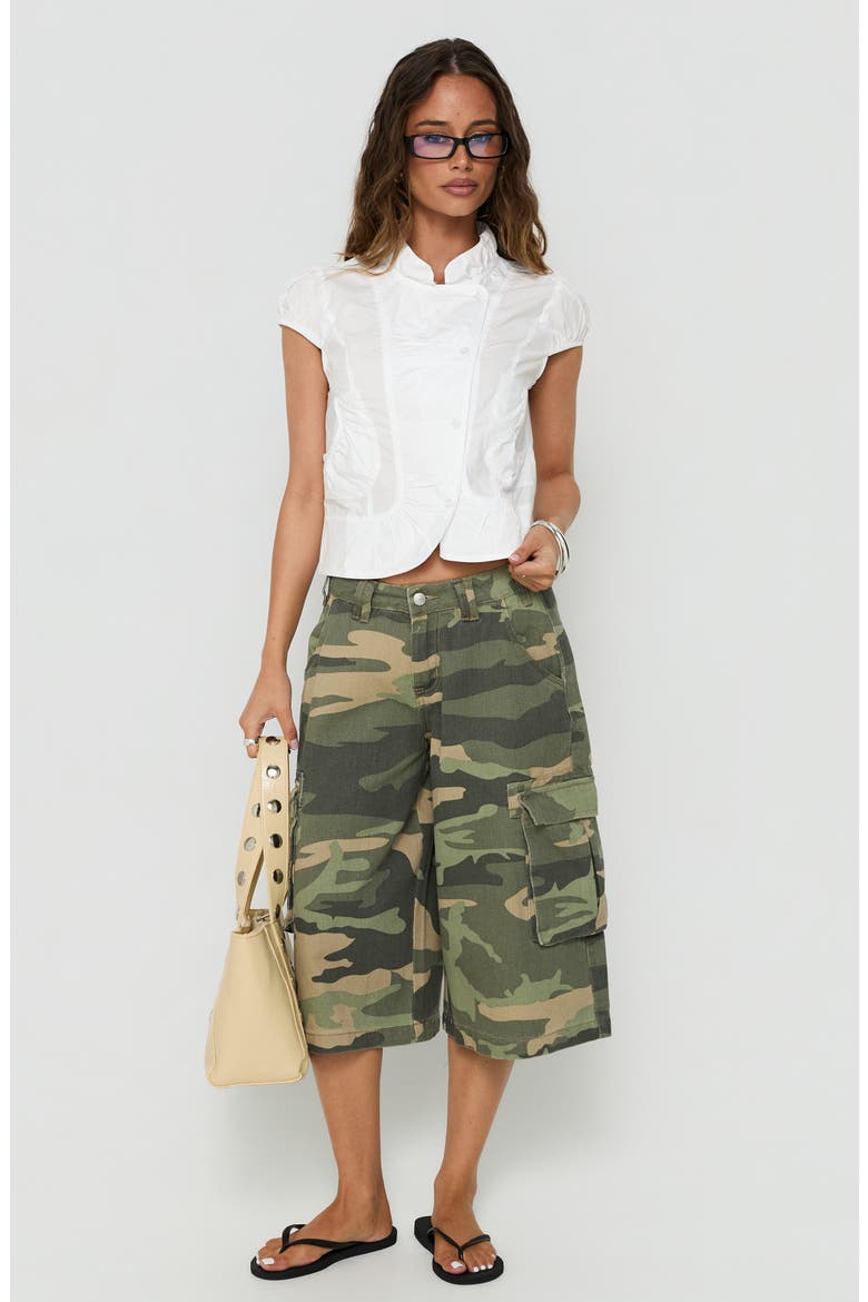 Quinni Wide Leg Cargo Shorts, Alternate, color, LIGHT WASH CAMO