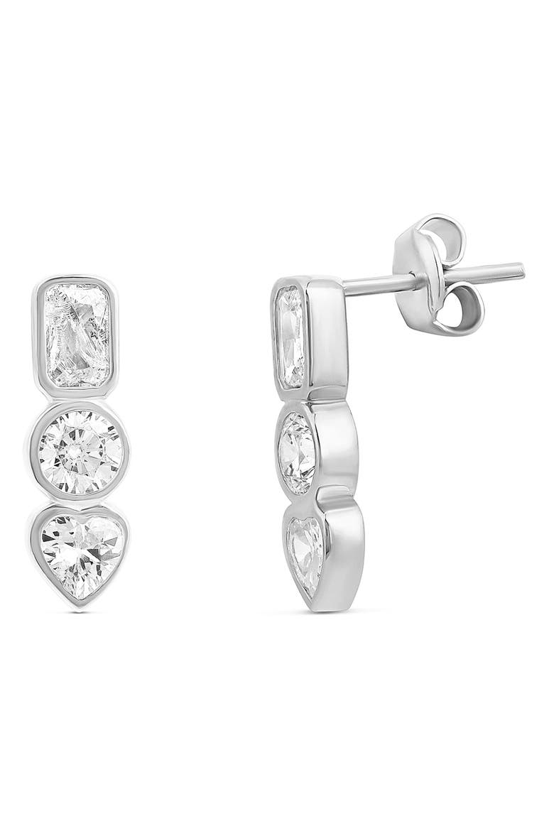 Multi Shape Drop Stud Earrings, Main, color, SILVER