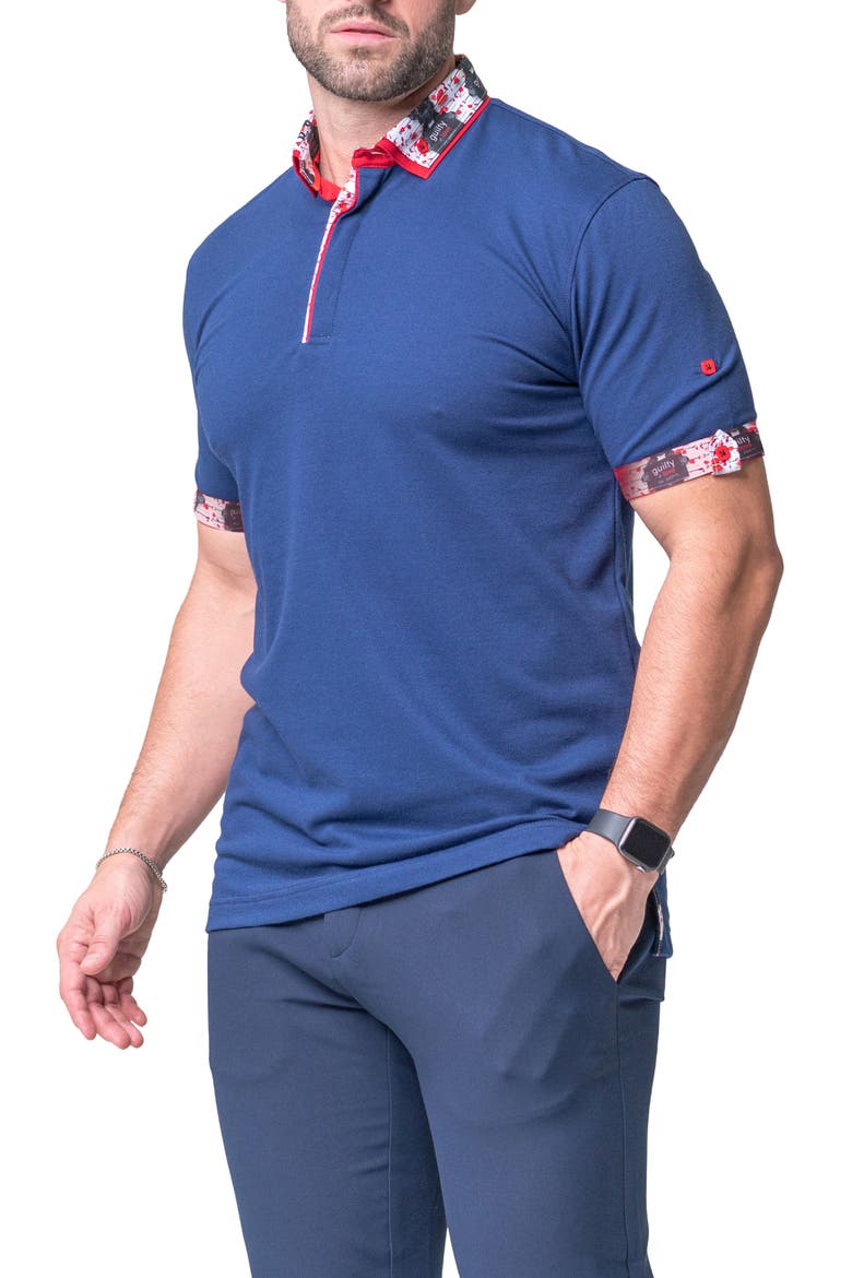 Mozartsolidguilty Blue Piqué Button-Down Polo, Alternate, color, BLUE