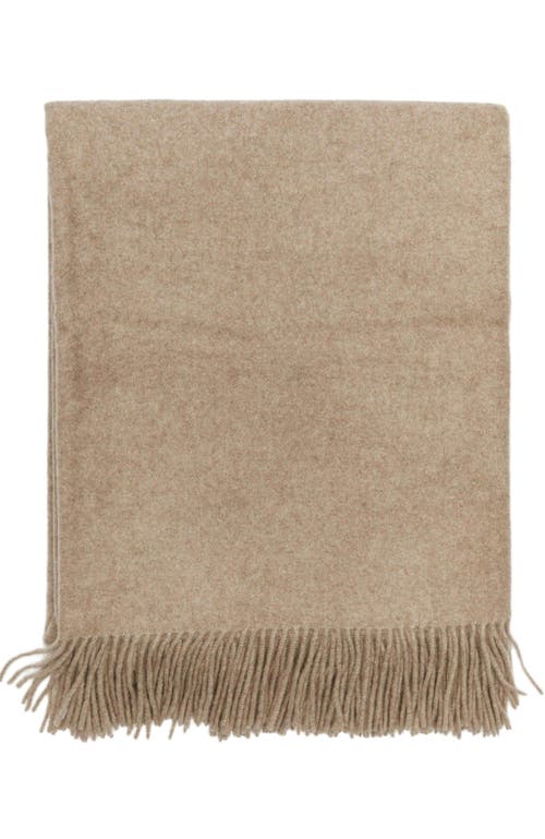 Gobi Mongolian Cashmere Large Blanket With Fringe In Brown