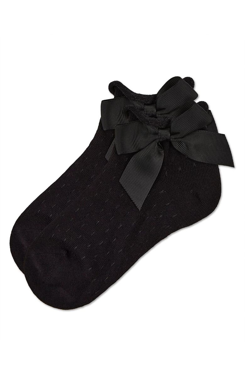 MeMoi Pointelle Soft Stretch Anklet Socks, Alternate, color, Black