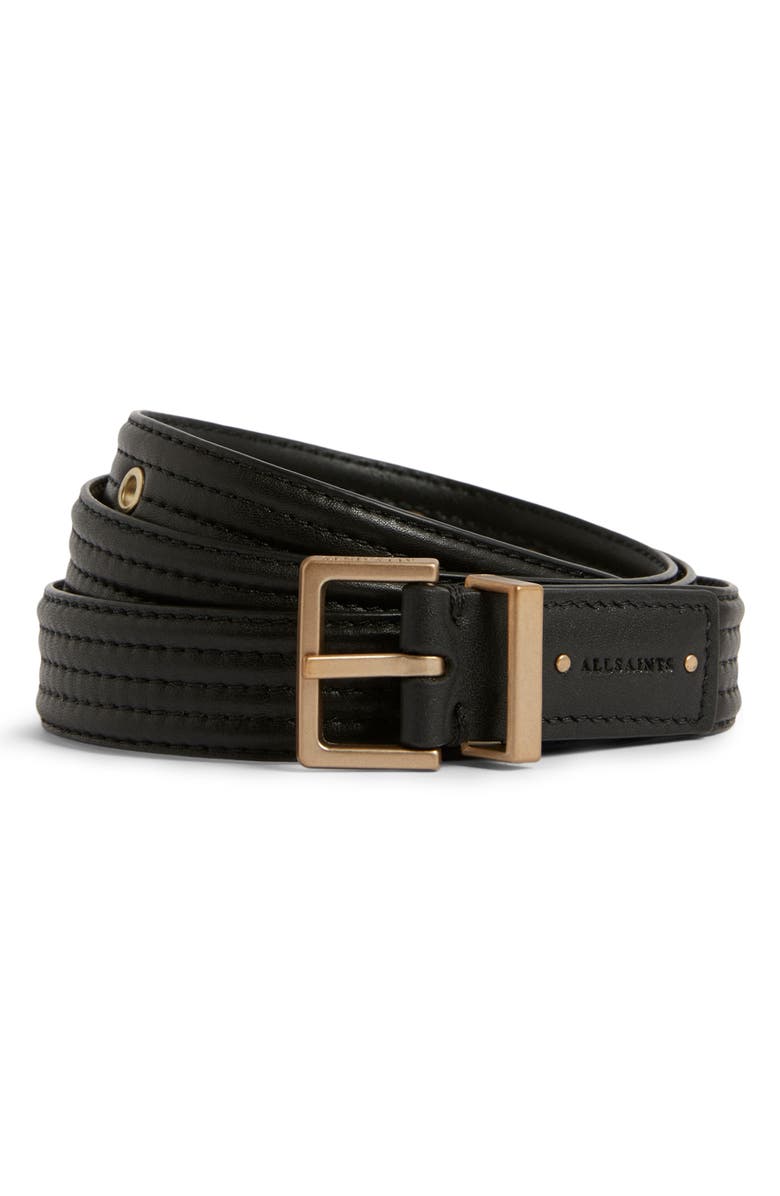AllSaints Quilted Leather Belt, Alternate, color, 