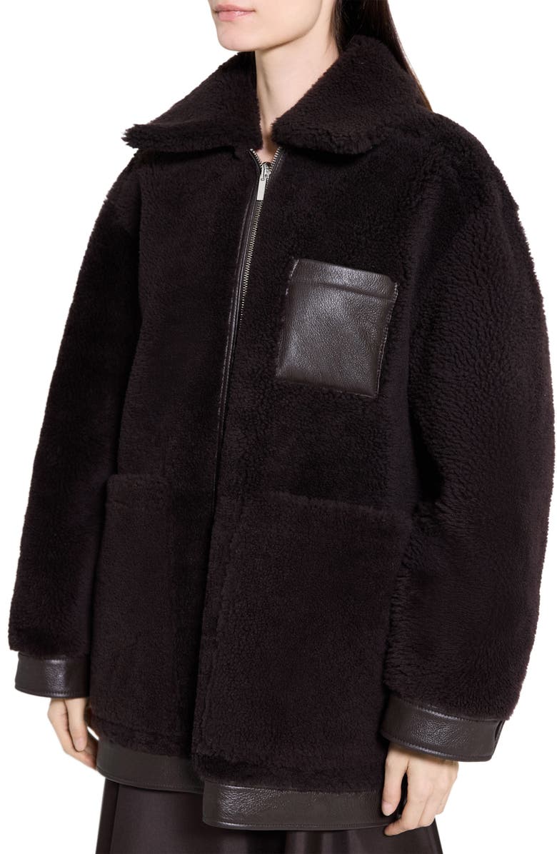 Theory Genuine Shearling Reversible Coat, Alternate, color, Cacao