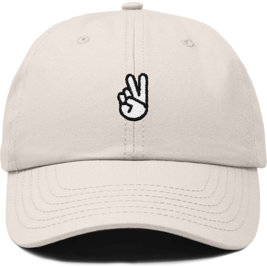 Dalix Peace Sign Embroidered Dad Hat In Beige