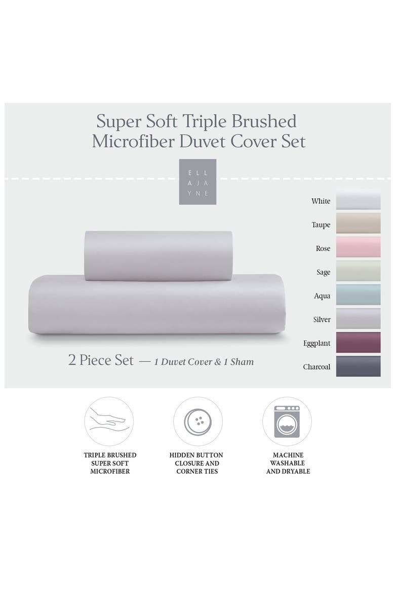 Triple Brushed Duvet Cover & Sham Set, Alternate, color, SILVER