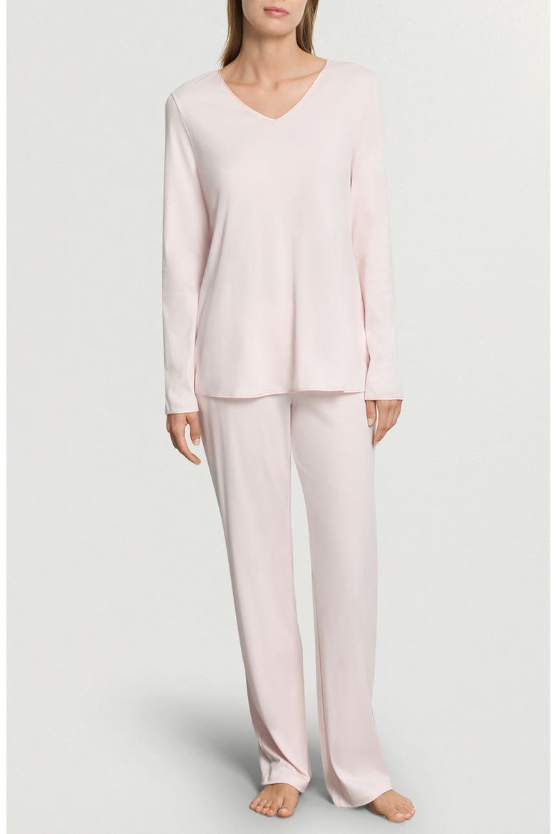 Cotton & Silk Long Sleeve Pajamas, Main, color, HONEYDEW