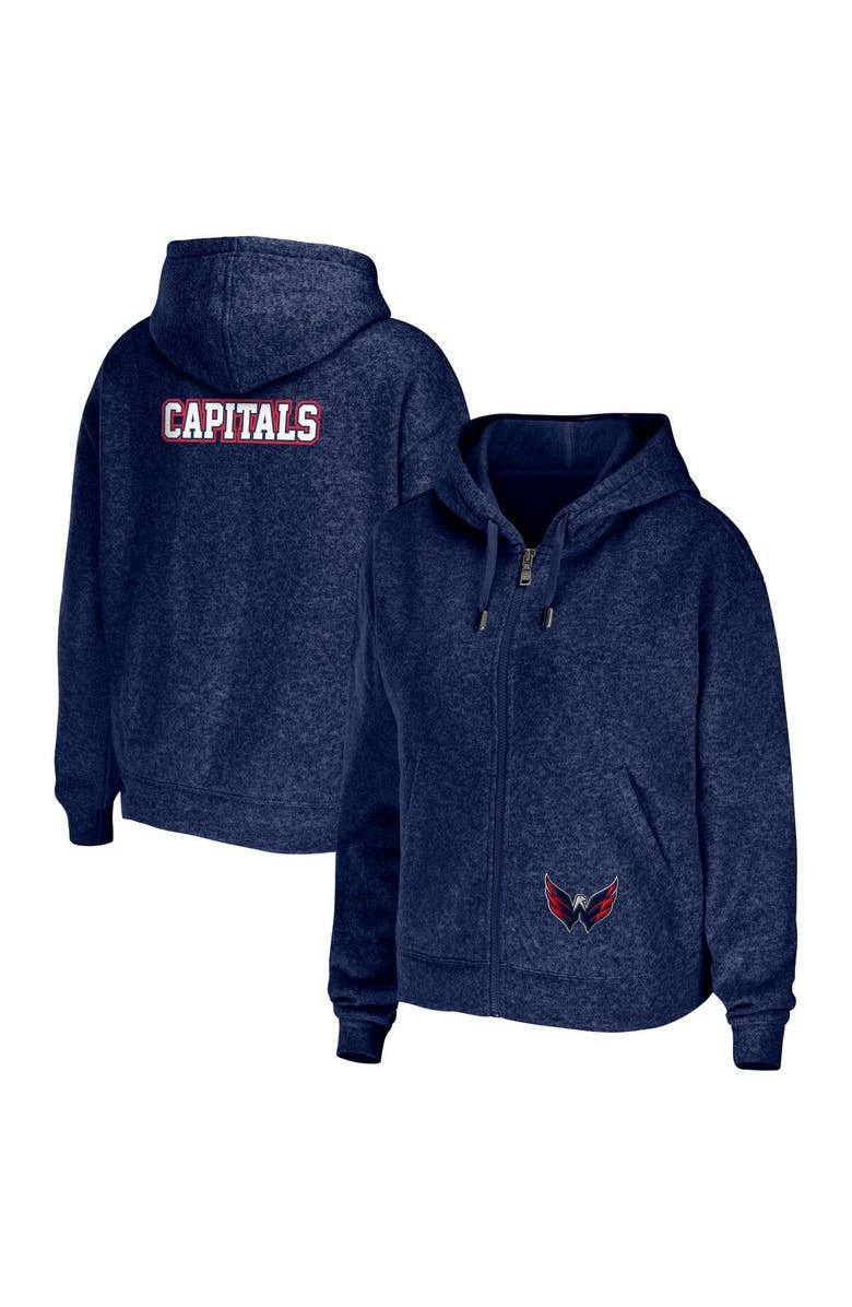 WEAR by Erin Andrews Women's WEAR by Erin Andrews Navy Washington Capitals Full-Zip Hoodie, Main, color, 