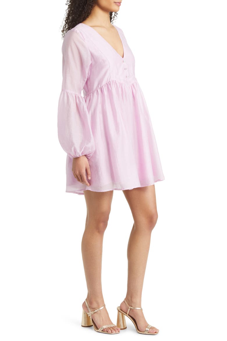 Zosia Long Sleeve Babydoll Dress, Alternate, color, LILAC