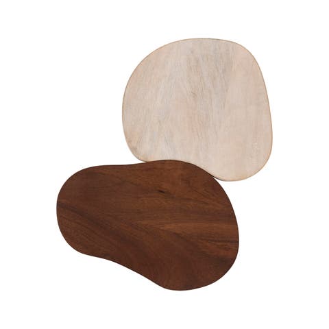 Mango Wood Organic Shaped Cheese/Cutting Boards, Set of 2