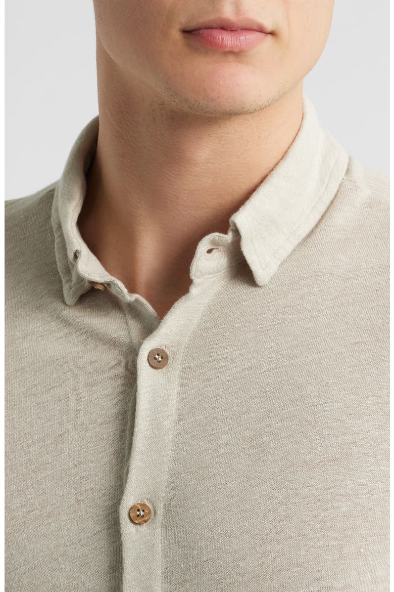 Ola Linen Knit Short Sleeve Button-Up, Alternate, color, BONE