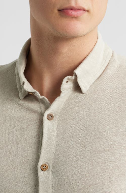 Alex Crane Ola Linen Knit Short Sleeve Button-up In Bone