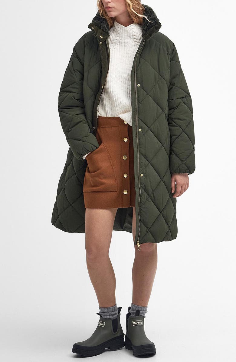 Barbour Bearnie Faux Shearling Lined Collar Puffer Jacket, Main, color, 