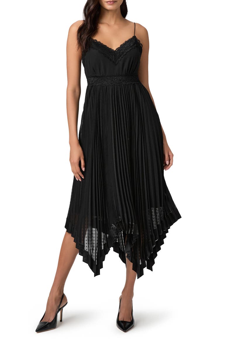 Alessandra Sleeveless Pleated Midi Dress, Main, color, BLACK