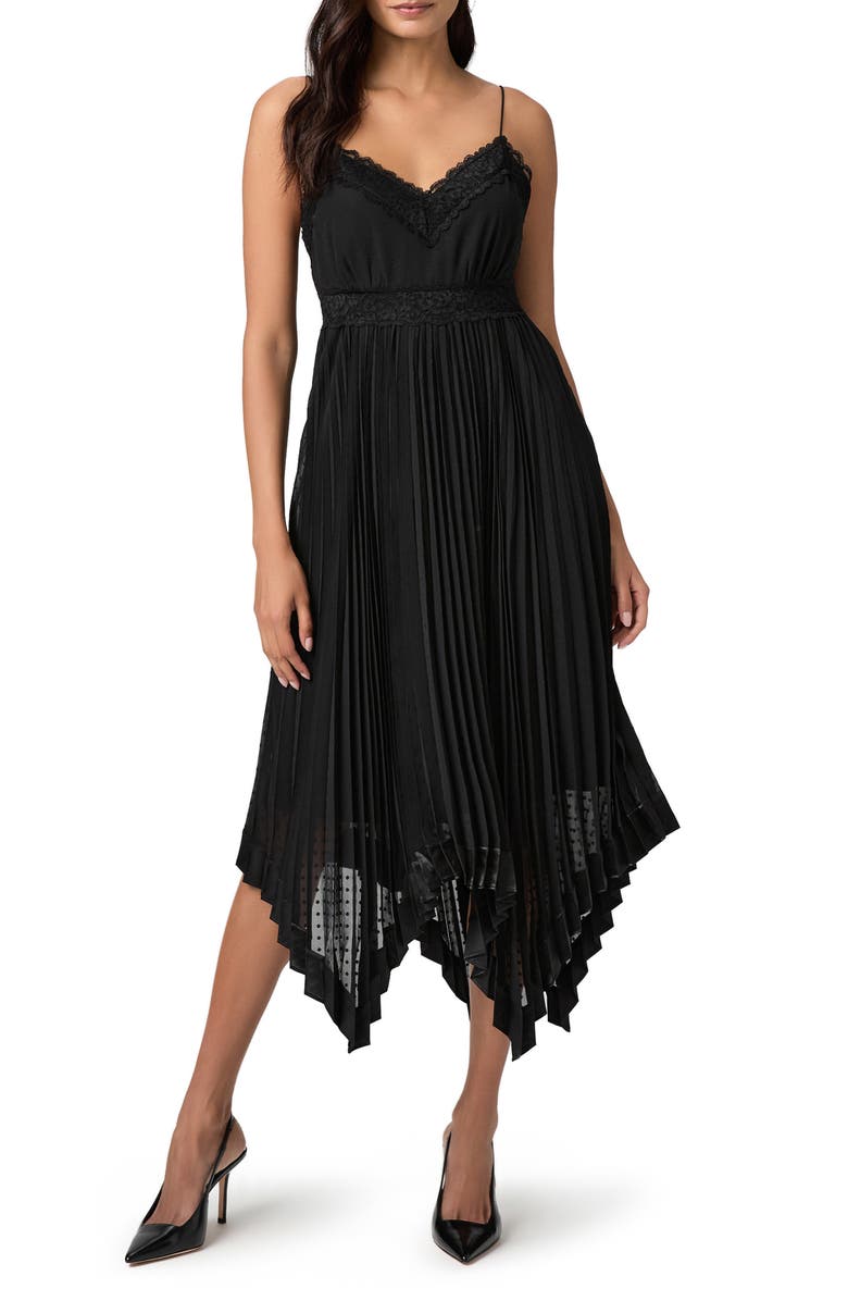 PAIGE Alessandra Sleeveless Pleated Midi Dress, Main, color, Black