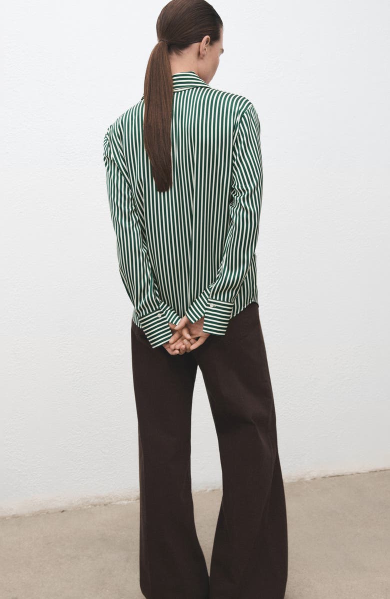 MANGO Combined Stripe Button-Up Shirt, Alternate, color, Green