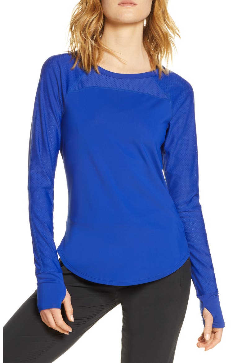 Hi Energy Long Sleeve Active Tee, Main, color, BLUE CLEMATIS