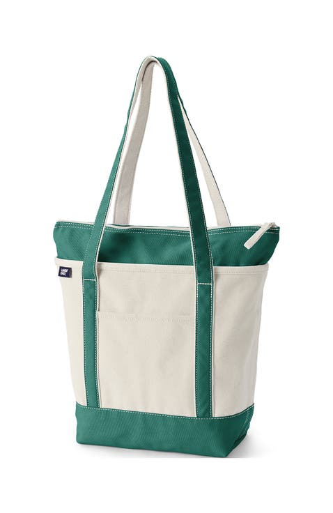 Zip Top Long Handle Canvas Tote Bag
