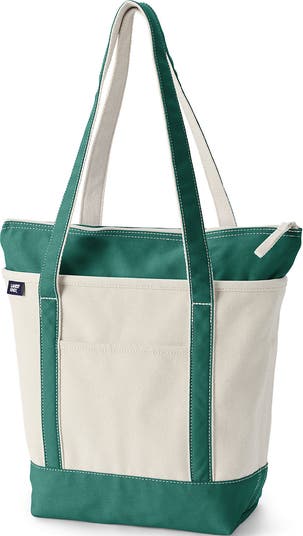 Lands' End Zip Top Long Handle Canvas Tote Bag | Nordstrom