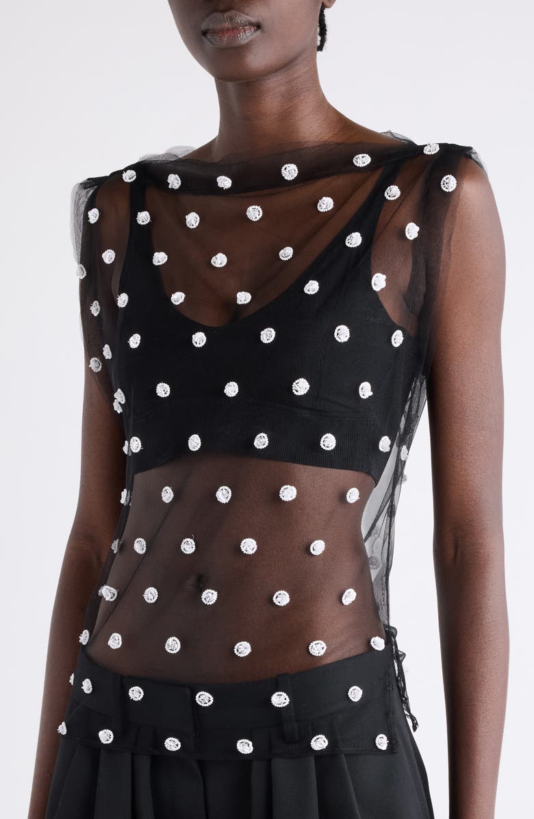 Isabel Marant Elicy Embellished Tulle Top, Alternate, color, Black