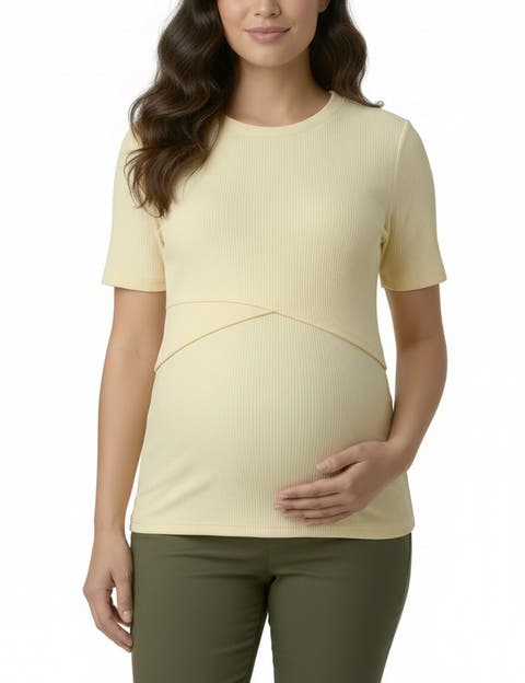 Crew Neck Cross Over Nursing Short Sleeve Top