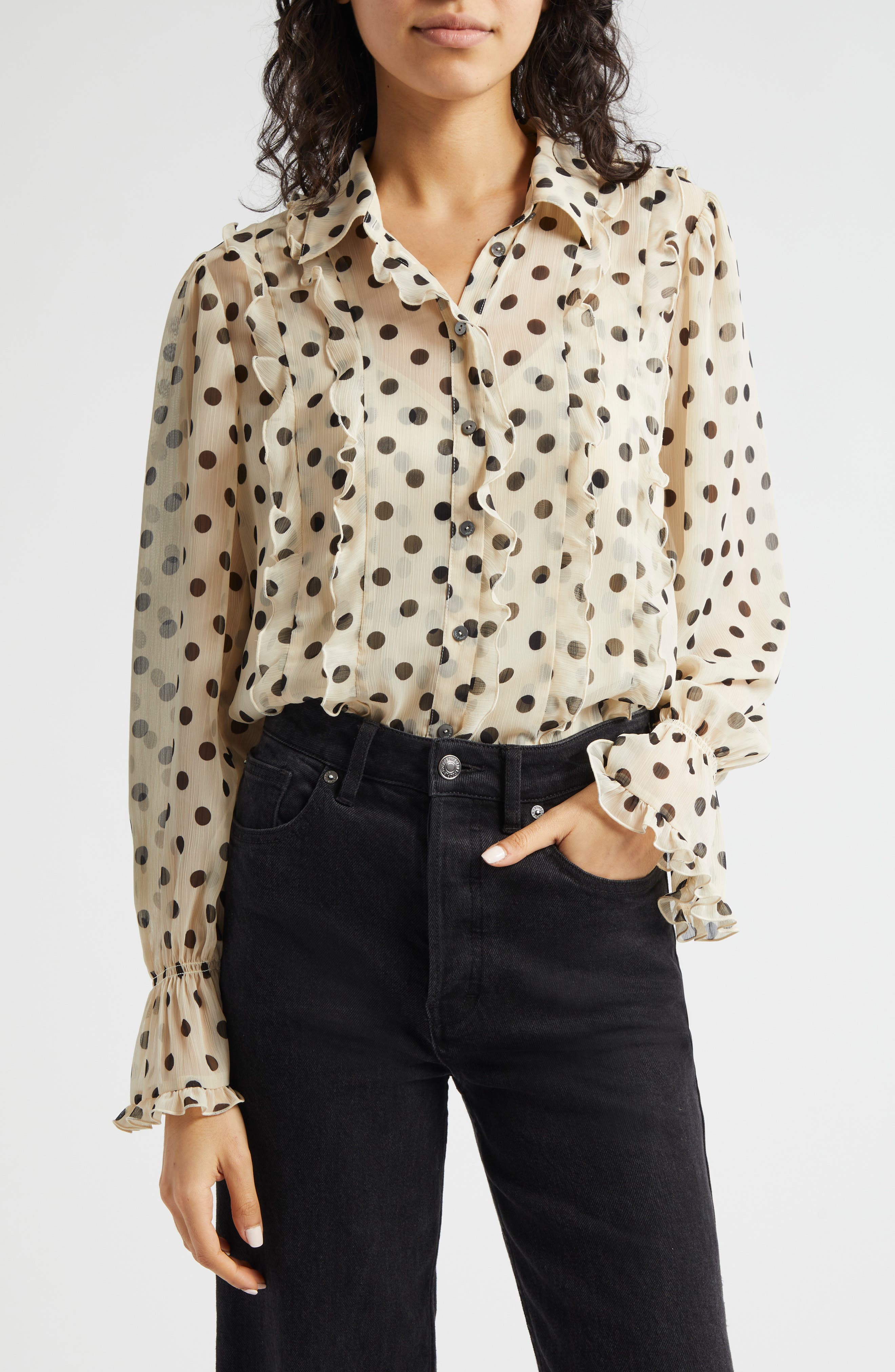 Cinq à Sept Estelle Polka Dot Button-Up Shirt