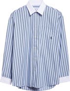 Sporty & Rich SRC Stripe Oversize Cotton Poplin Button-Up Shirt