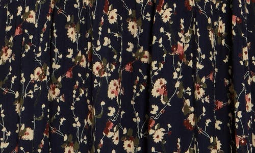 Melrose And Market Crinkle Midi Dress In Navy- Rust Drooping Floral