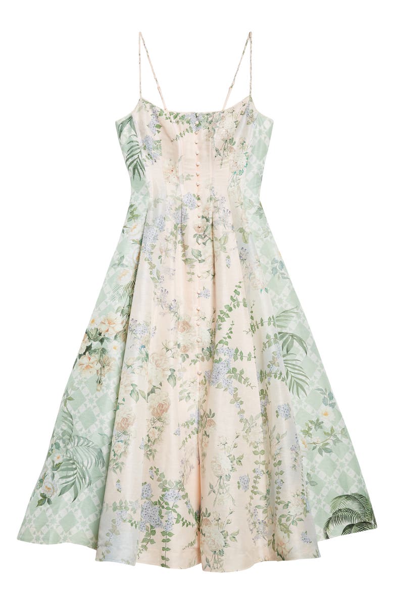 Camilla Corset Fit & Flare Linen & Silk Dress, Alternate, color,