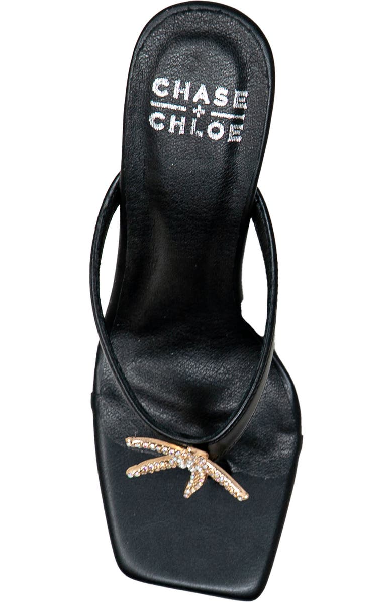 CHASE AND CHLOE Starfish Post Toe Wedge Heel Sandal, Alternate, color, Black