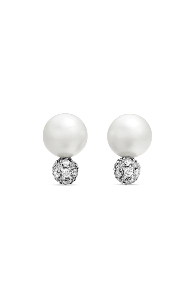 David Yurman Pearl & Pavé Solari Stud Earrings with Diamonds, Main, color, Sterling Silver