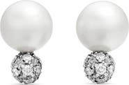 David Yurman Pearl & Pavé Solari Stud Earrings with Diamonds