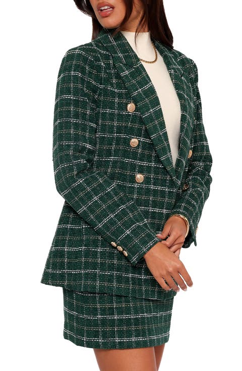 Jules Plaid Double Breasted Twill Blazer
