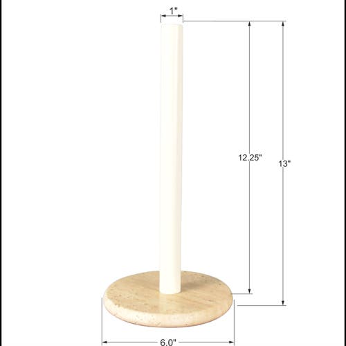 Happimess Avery Modern Classic Metal With Non Slip Weighted Marble Base Paper Towel Holder In White