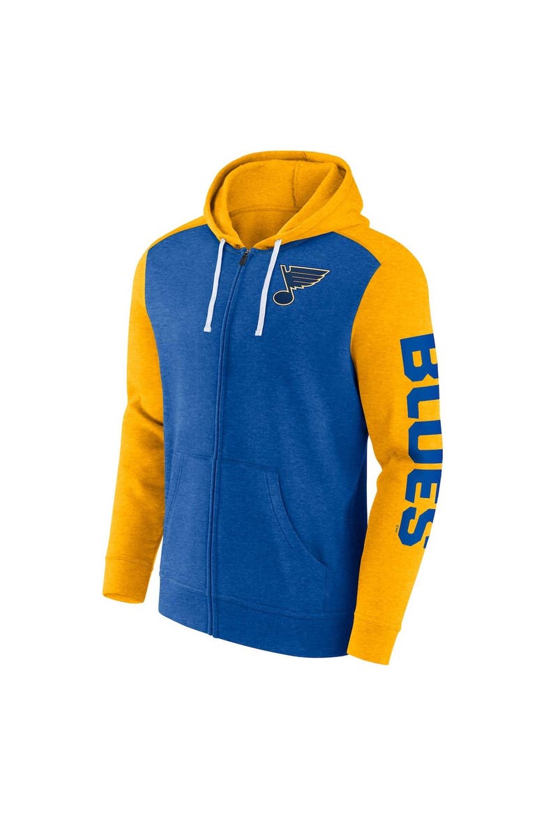 Men's Fanatics Branded Heather Blue St. Louis Blues Down and Distance Full-Zip Hoodie, Alternate, color, Royal