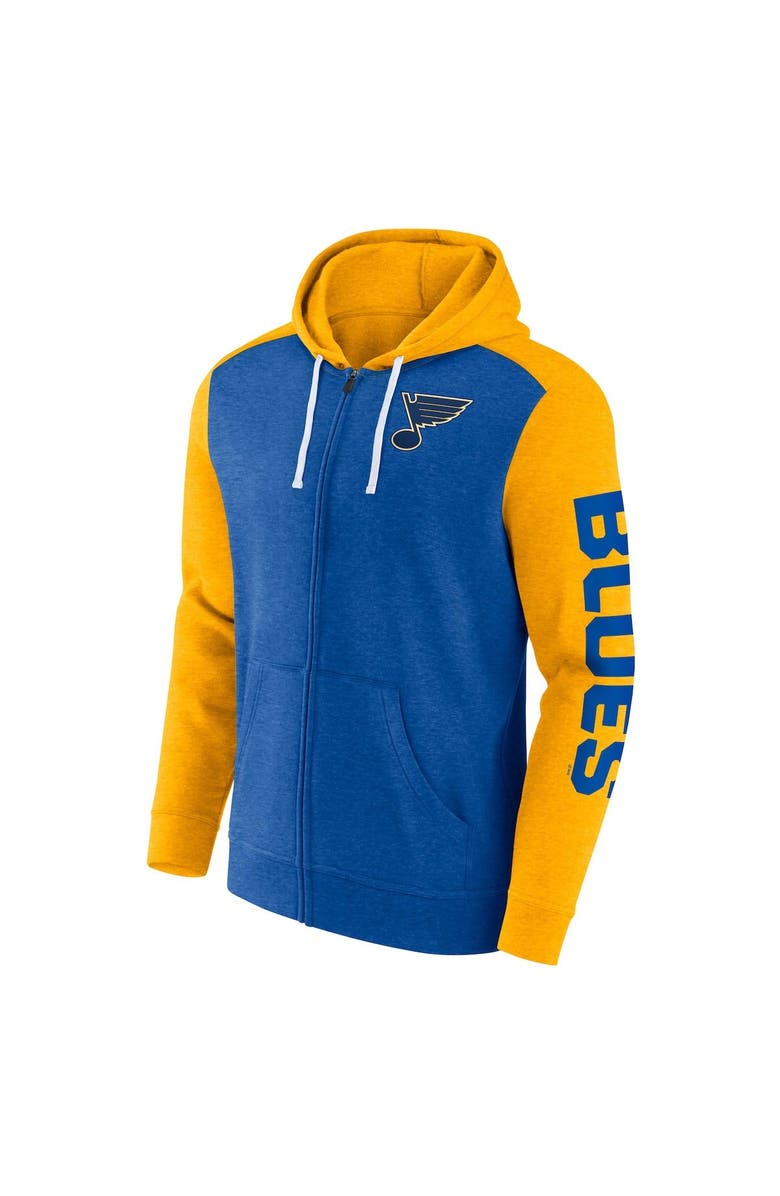 FANATICS Men's Fanatics Branded Heather Blue St. Louis Blues Down and Distance Full-Zip Hoodie, Alternate, color, 
