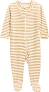 QUINCY MAE Stripe Stretch Organic Cotton Footie