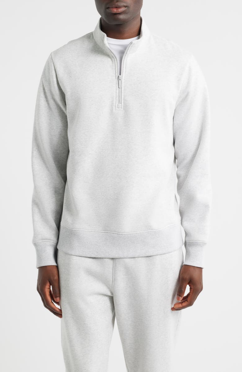 Zella Vital Fleece Quarter Zip Pullover, Main, color, Grey Fog Heather