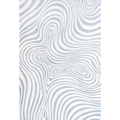 Jonathan Y Maribo High-low Abstract Groovy Striped Indoor/outdoor Area Rug In Light Blue/ivory