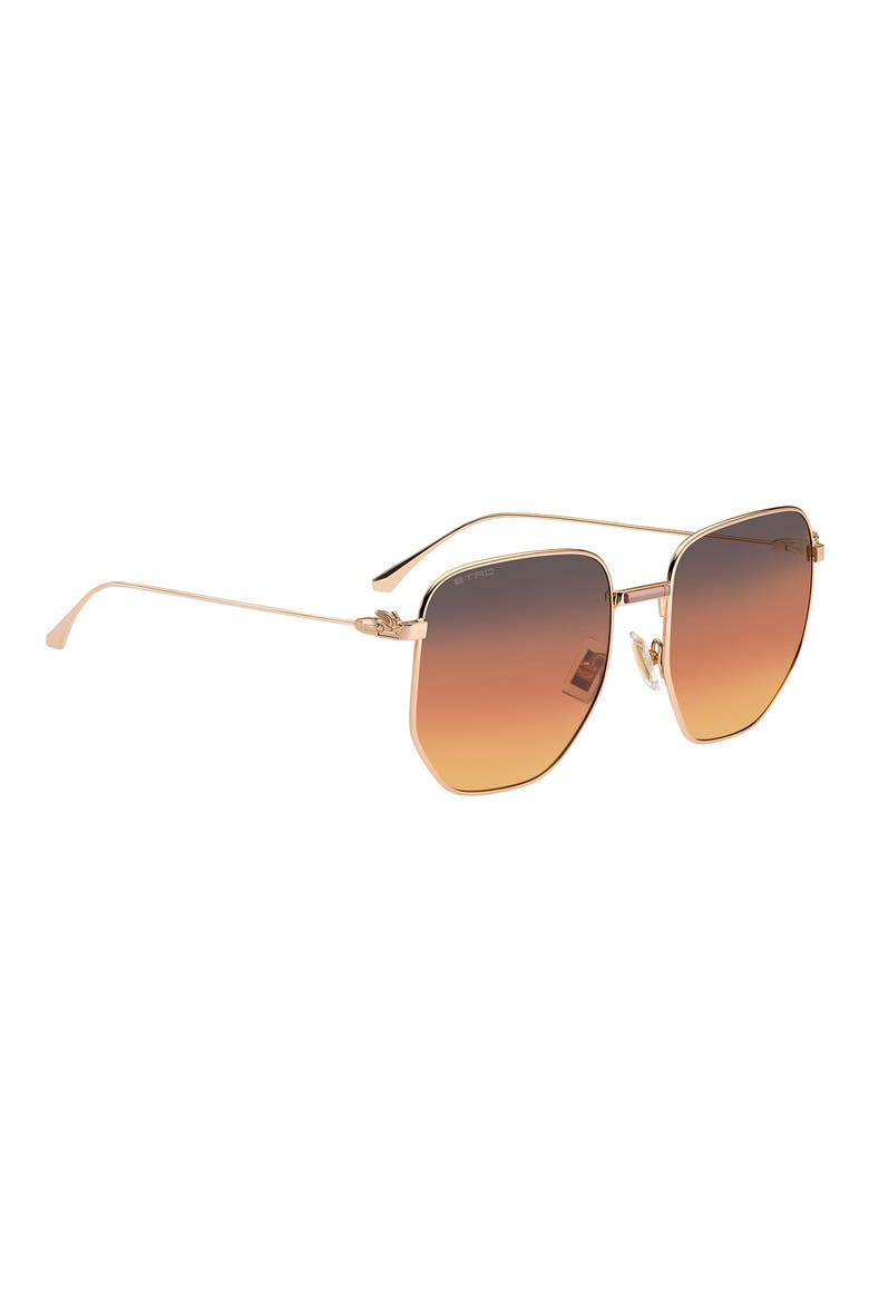 60mm Geometric Sunglasses, Alternate, color, ROSE GOLD
